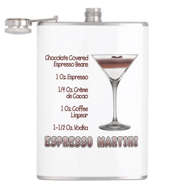 Flasques Espresso Martini Cocktail Recette Art (Ouvert)