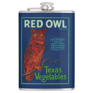 Flasques Étiquette végétal de hibou rouge