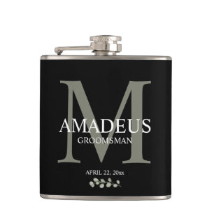 Flasques Eucalyptus Floral Monogramme Groom