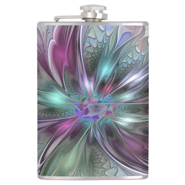 Flasques Fantaisie Abstraite Moderne Fleur Fractale Colorée (Devant)