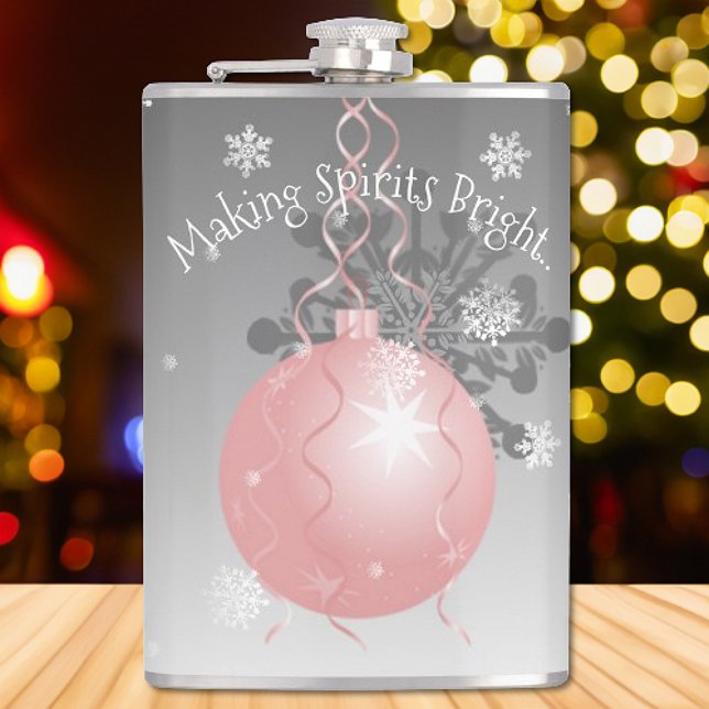 Flasques Fantaisie rose de Noël (Pink Fancy Christmas Ornament Flask)