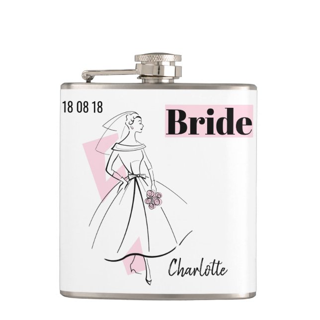 Flasques Fashion Bride Pink Bride Nom de la fiole (Devant)