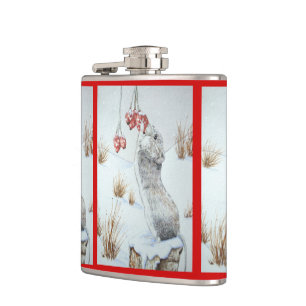 Flasques Faune mignonne d'hiver de scène de neige de souri
