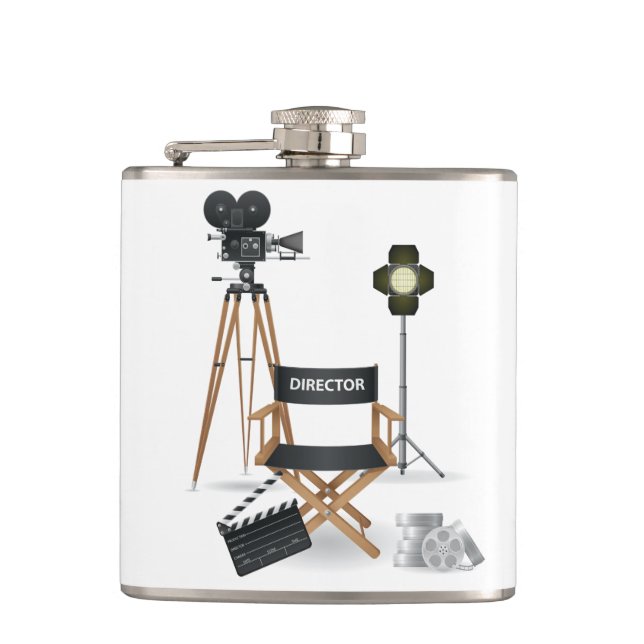 Flasques Fauteuil de réalisateur de cinéma et ensemble de c (Devant)