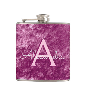 Flasques Faux Burgundy Violet Velvet Motif