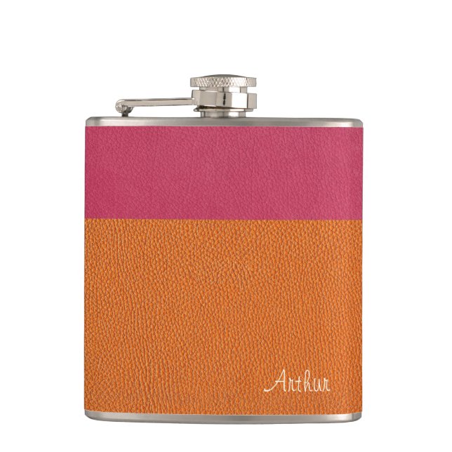 Flasques Faux Cuir rose et orange (Devant)
