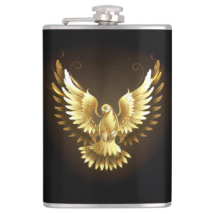 Flasques Faux Gold Foil Peace Dove en noir