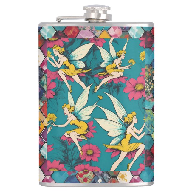 Flasques Fées Magiques Et Patchwork Hexagonal Floral (Devant)