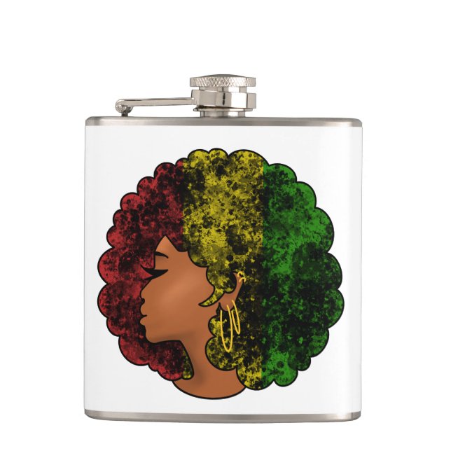 Flasques Femme noire rasta afro rouge jaune vert  (Devant)