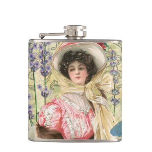 Flasques Femme victorienne florale rose Régence