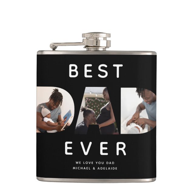 Flasques Fête des pères personnalisée Collage photo meilleu (Devant)