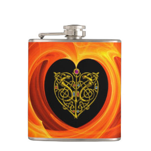 FLASQUES FEUILLES D'OR DANS LES CHALEINES FRACTALES ORANGE