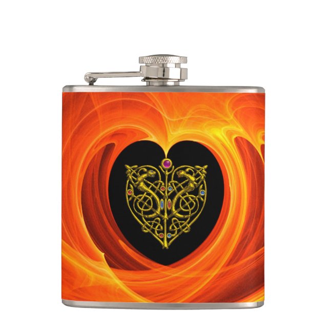 FLASQUES FEUILLES D'OR DANS LES CHALEINES FRACTALES ORANGE (Devant)