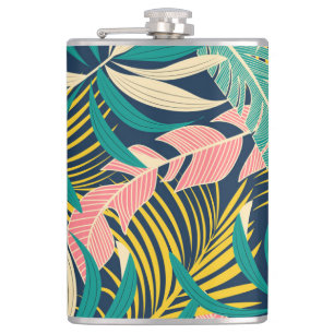Flasques Feuilles tropicaux colorés : motif d'été.