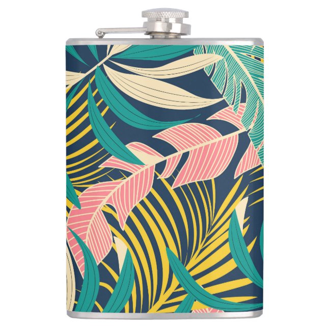 Flasques Feuilles tropicaux colorés : motif d'été. (Devant)