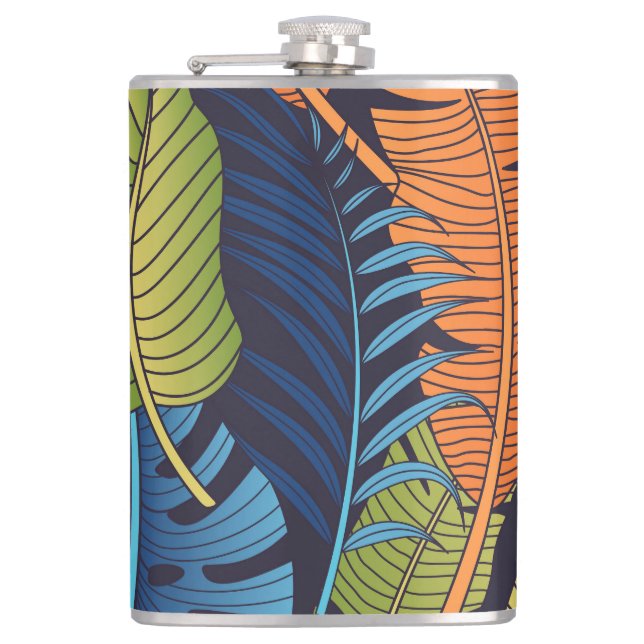 Flasques Feuilles tropicaux, motif sans couture fleurie. (Devant)