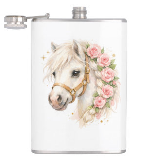 Flasques Fiasque en céramique Cheval Blanc Aquarelle avec R