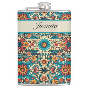 Flasques Fiesta Blooms, personnalisable