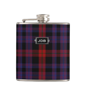 Flasques Fiole Brown Tartan de clan monogramme