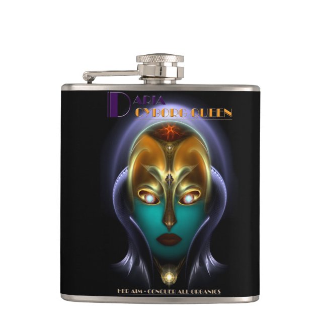 Flasques Fiole Daria Cyborg Queen 6oz enveloppée de vinyle (Devant)