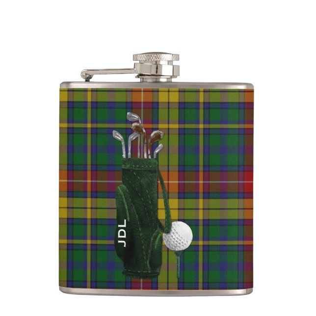 Flasques Fiole de golf monographique de Clan Buchanan Tarta (Devant)