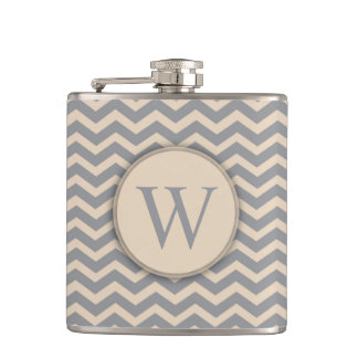 Flasques Fiole de monogramme gris bleu et neutre de Chevron