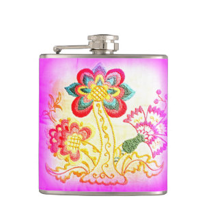 Flasques fiole de palmier rose à la hippie