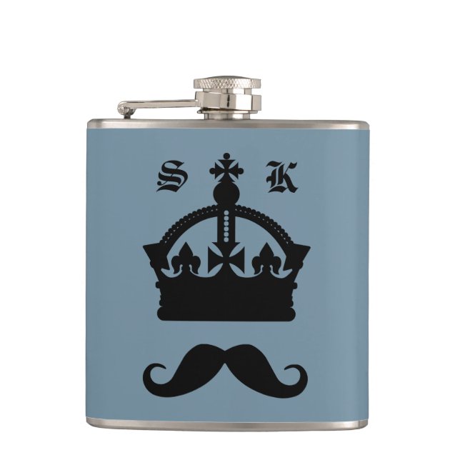 Flasques Fiole monogramme personnalisée King of Mustaches (Devant)