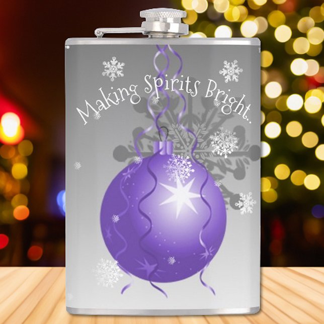 Flasques Fiole ornement de Noël mauve fantaisie (Purple Fancy Christmas Ornament Flask)