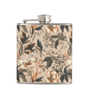 Flasques Fiole vintage à motifs floraux enveloppée de vinyl