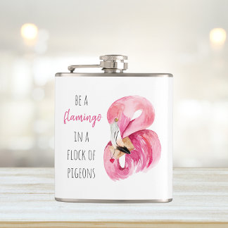 Flasques Flamant rose Aquarelle Exotique Rose Moderne Avec