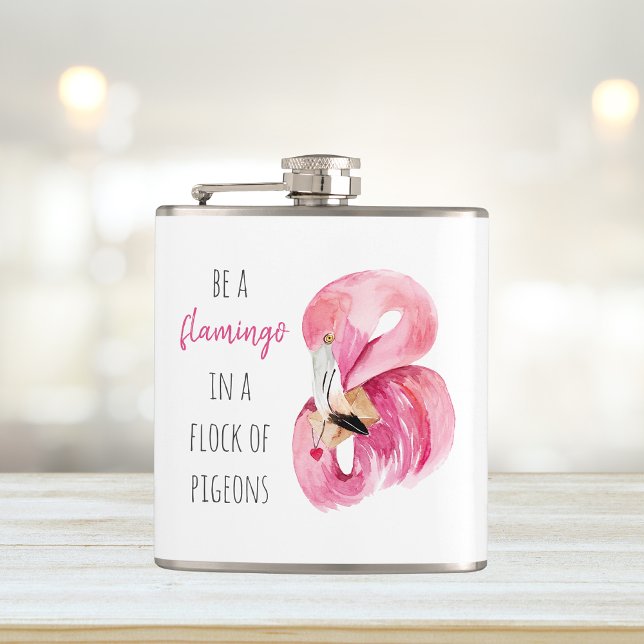 Flasques Flamant rose Aquarelle Exotique Rose Moderne Avec  (Créateur téléchargé)