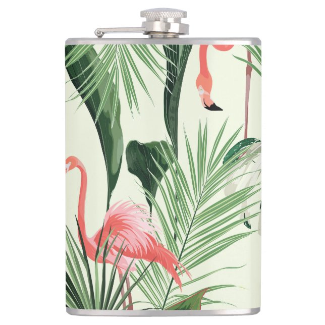 Flasques Flamant rose rose Fleurs exotiques Motif (Devant)