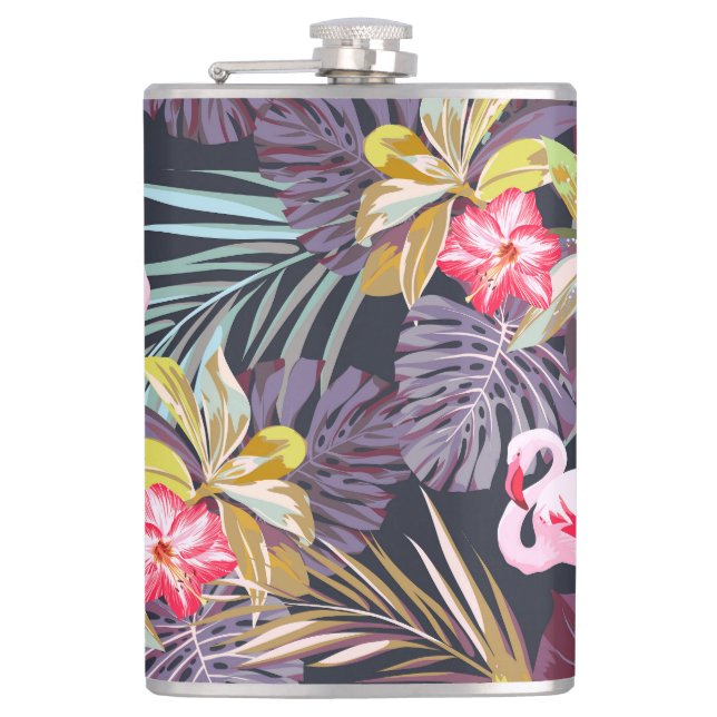 Flasques Flamant rose Tropical : Motif sans couture d'été (Devant)