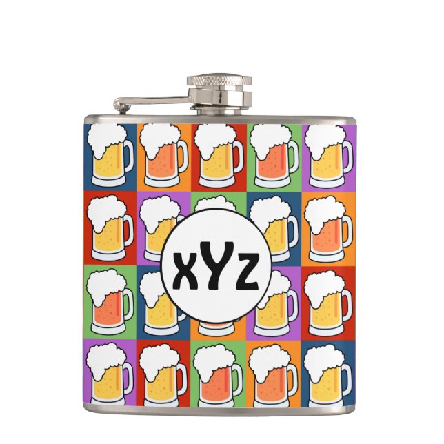Flasques Flashs monogrammes personnalisés BEER Pop Art (Devant)