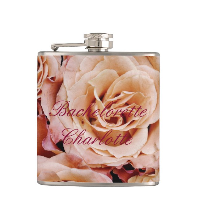 Flasques Flask Bachelorette Cadeau Mariage Rose Rose (Devant)