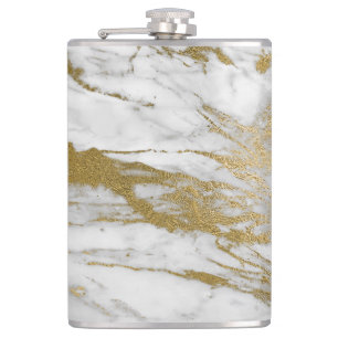 FLASQUES FLASK EN ACIER INOXYDABLE ABSTRAIT EN MARBRE BLANC