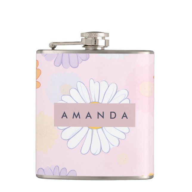 Flasques Fleur Cute Pastel Daisy personnalisée (Devant)