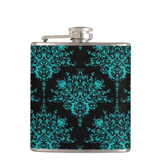 Flasques Fleur de Damas Féminin Élégant Noir et Sarcelle de (Devant)