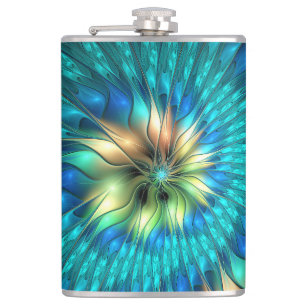Flasques Fleur de fantaisie lumineuse, fractale abstraite c