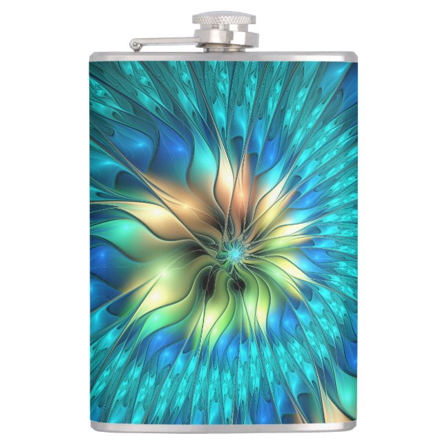 Flasques Fleur de fantaisie lumineuse, fractale abstraite c (Devant)