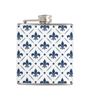 Flasques Fleur De Lis bleu foncé motif sur arrière - plan b