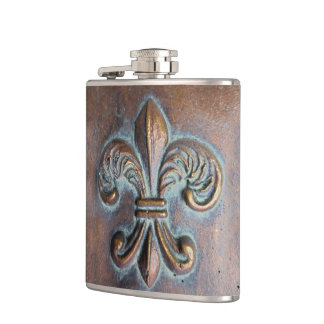 Flasques Fleur De Lis, Cuivre-Regard âgé imprimé