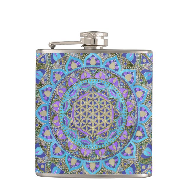 Flasques Fleur de Vie - Mandala de style indien 2 (Devant)