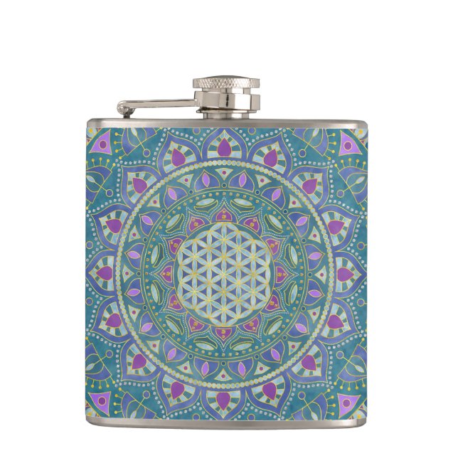 Flasques Fleur de Vie - Mandala Style Inde 1 (Devant)