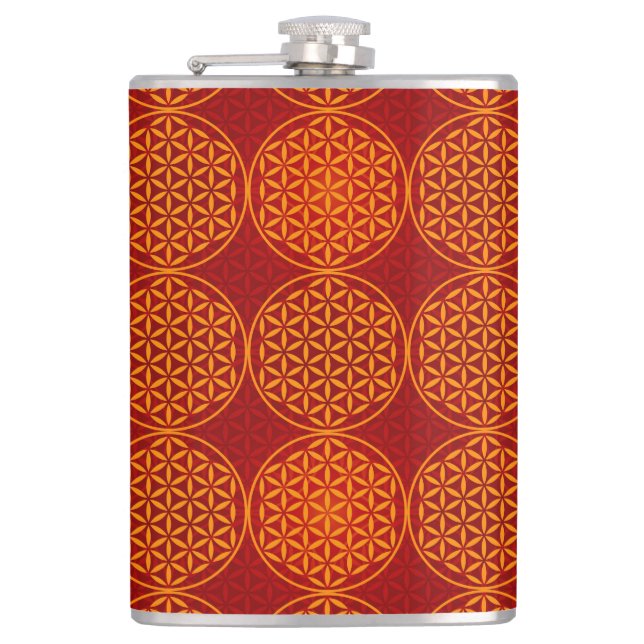 Flasques Fleur de vie - motif de timbre - orange rouge (Devant)