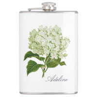 Fleur d'hortensia verte et blanche avec nom