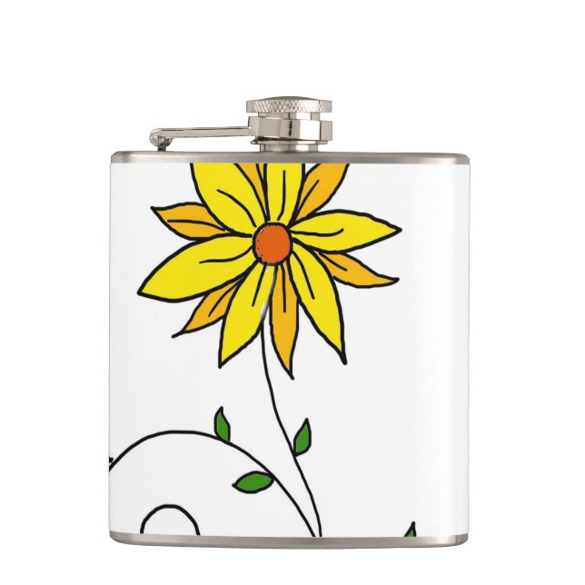 Flasques Fleur Jaune Fantaisiste Art Doodle (Devant)
