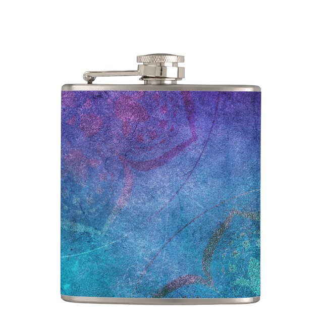 Flasques Fleur Lotus Élégante Turquoise et Verte (Devant)