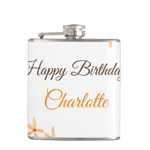 Flasques Fleur orange brune heureux anniversaire ajouter no